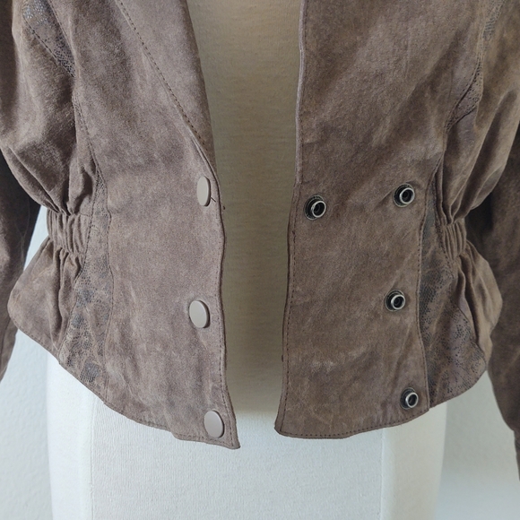 CHIA Vintage Leather Peplum Jacket Size L - Picture 2 of 8